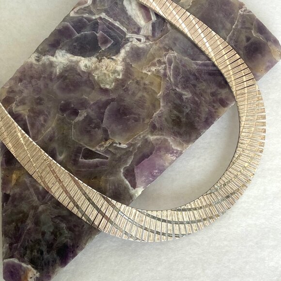 Italian Sterling Silver 925 Graduated Textured Fringe Collar Necklace 16.5" - Picture 13 of 16